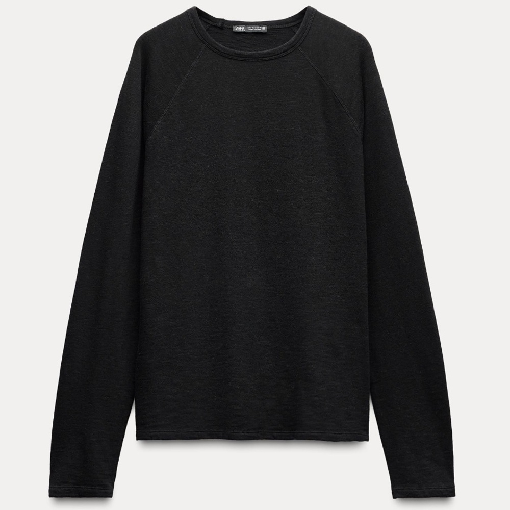 Zara Slub Cotton Long Sleeve T-Shirt